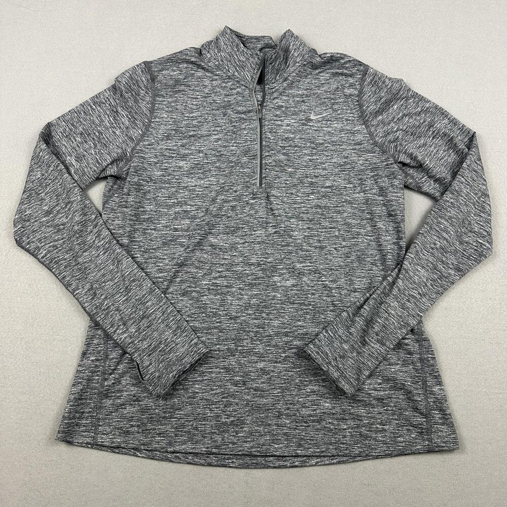 Nike Shirt Women XL Gray 1/4 Zip Long Sleeve Dri-FIT Running Reflective